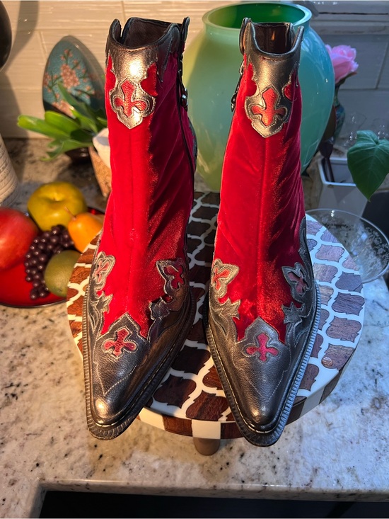 Donald J. Pliner Shoes - Donald J. Pliner Red Velvet Western Couture Ankle Boots NEW Price firm